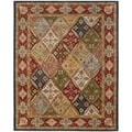 Handmade Diamonds Bakhtiari Green/ Red Wool Rug