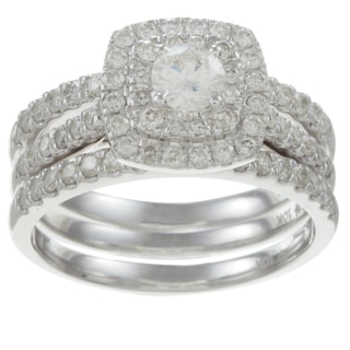  10k White Gold 1 1/2ct TDW Diamond Double Halo Bridal Ring Set (H-I, I2)