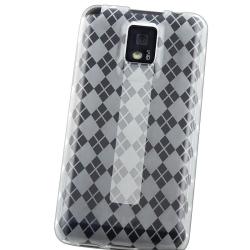 LG T-mobile G2X Clear White Argyle TPU Rubber Skin Case