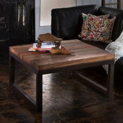 Reclaimed Wood and Weathered Iron Coffee Table (India)