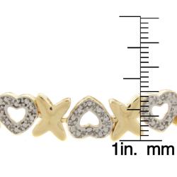 14k Gold Overlay Diamond Accent 'X' and Heart Bracelet