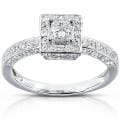 14k White Gold 1/2ct TDW Diamond Halo Engagement Ring