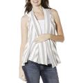 Lilac Clothing's Womens Maternity Grey Striped Sleeveless Cardigan
