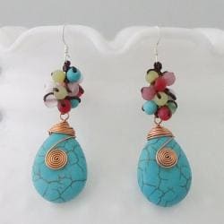 Copper Colorful Wrap Multi-gemstone Earrings (Thailand)