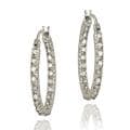 DB Designs Sterling Silver Diamond Accent Hoop Earrings