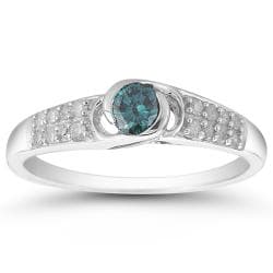 10k White Gold 1/2ct TDW Blue and White Diamond Ring (I-J, I1-I2)
