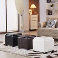 Classic Faux Leather Square Storage Ottoman