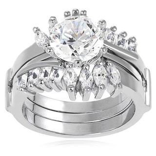 Tressa Sterling Silver Cubic Zirconia Bridal-style Ring Set