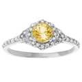 Tressa Collection Sterling Silver Citrine and CZ Bridal-style Ring