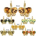 Kate Marie Goldtone Cubic Zirconia and Acrylic Butterfly Earrings