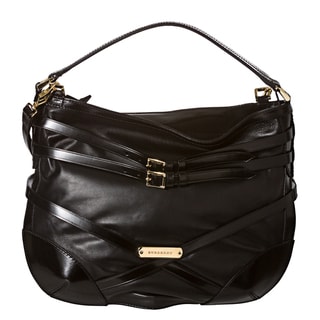 Burberry 'Bridle' Small Black Leather Hobo Bag