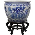 Porcelain 14-inch Blue and White Ladies Fishbowl (China)
