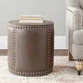 Paula Clay Grey Leather Ottoman