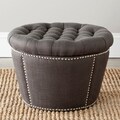 Safavieh Vanessa Charcoal Grey Velvet Storage Ottoman