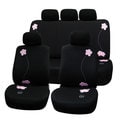Black Flower Embroidery Airbag-safe Fabric Seat Covers 