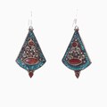 Brass Turquoise Pendulum Earrings (Nepal)