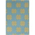 Hand-woven Stencil Sky Teal Wool Rug (8' x 11')
