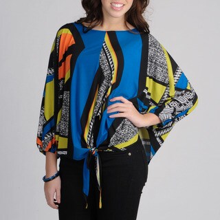 AnnaLee + Hope Women's Geometric Print Tie-front T