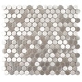 SomerTile 11.875x11.875-in Chromium Penny Stainless Steel Over Porcelain Mosaic Wall Tile (Pack of 10)