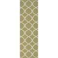 Hand-woven Celery Trellis Fern Green Wool Rug (2'6 x 8')