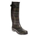 Henry Ferrera Women's Grey Plaid Printed Rain Boots