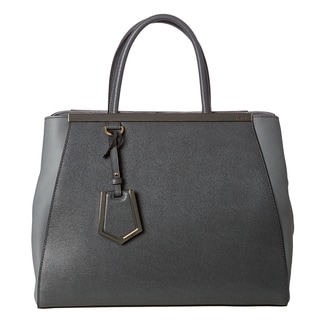 Fendi Women's '2Jours' Grey Saffiano and Vitello Leather Medium Shopper Bag