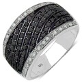 Malaika Sterling Silver 4/5ct TDW Black and White Diamond Ring (I-J, I3)