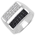 Malaika Sterling Silver 3/5ct TDW White and Black Diamond Ring (I-J, I3)
