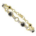 18k Gold Overlay Sapphire and Diamond Accent Two-tone Circle Bracelet