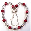 Silverplated Deep Red Bumpy Glass Pearl Wedding Jewelry Set
