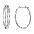 Beverly Hills Charm 14k White Gold 2ct TDW Diamond Inside-out Oval Hoop Earrings