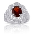 Dolce Giavonna Silver Overlay Garnet and Diamond Accent Antique-style Ring