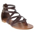 Riverberry Women's 'Laguna' Brown Lizard-print Gladiator Sandals