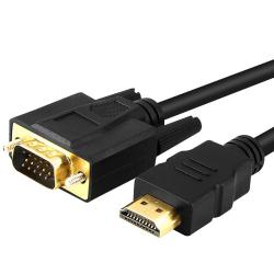 Six-foot Black VGA to HDMI Cable with Gold-plated Connectors