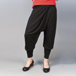 AtoZ Women's Black Modal Asymmetrical Harem Pants