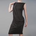 AtoZ Women's Greek Goddess Black Draped Sleeveless Dress