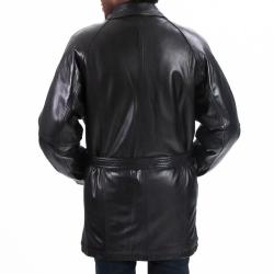 United Face Men's Lambskin Leather Belted Coat
