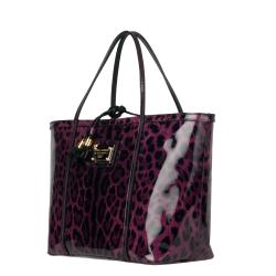 Dolce & Gabbana Purple Animal Print Varnished Leather Shopper Bag
