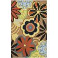 Handmade Flower Power Brown New Zealand Wool Rug (3'6 x 5'6')