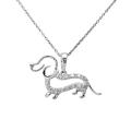 Sterling Silver 1/10ct TDW Diamond Dachshund Dog Necklace (J-K, I3)