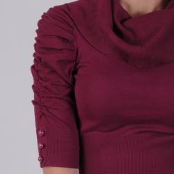 Ci Sono by Adi Junior's Ruched Cowlneck Half-sleeve Knit Sweater