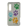 Premium Motorola Droid 3 Dog Paws Rhinestone Case