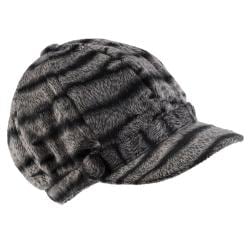 Hailey Jeans Co. Women's Faux Fur Zebra Print Newsboy Cap