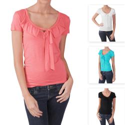 Adi Designs Junior's Ruffled V-neck Short sleeve Top