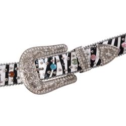 Journee Collection Women's Zebra Print Rhinestone Detail Belt