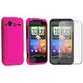 Hot Pink Rubber Coated Case/ Screen Protector for HTC Droid Incredible