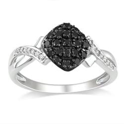 Miadora 10k White Gold 1/4ct TDW Black and White Diamond Ring