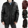 United Face Men's 3/4 Length Lambskin Military Leather Jacket