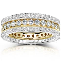 14k Gold 2ct TDW Diamond 3-piece Stackable Eternity Ring Set (H-I, I1-I2)