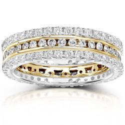 14k Gold 1 1/2ct TDW Diamond 3-piece Stackable Eternity Ring Set